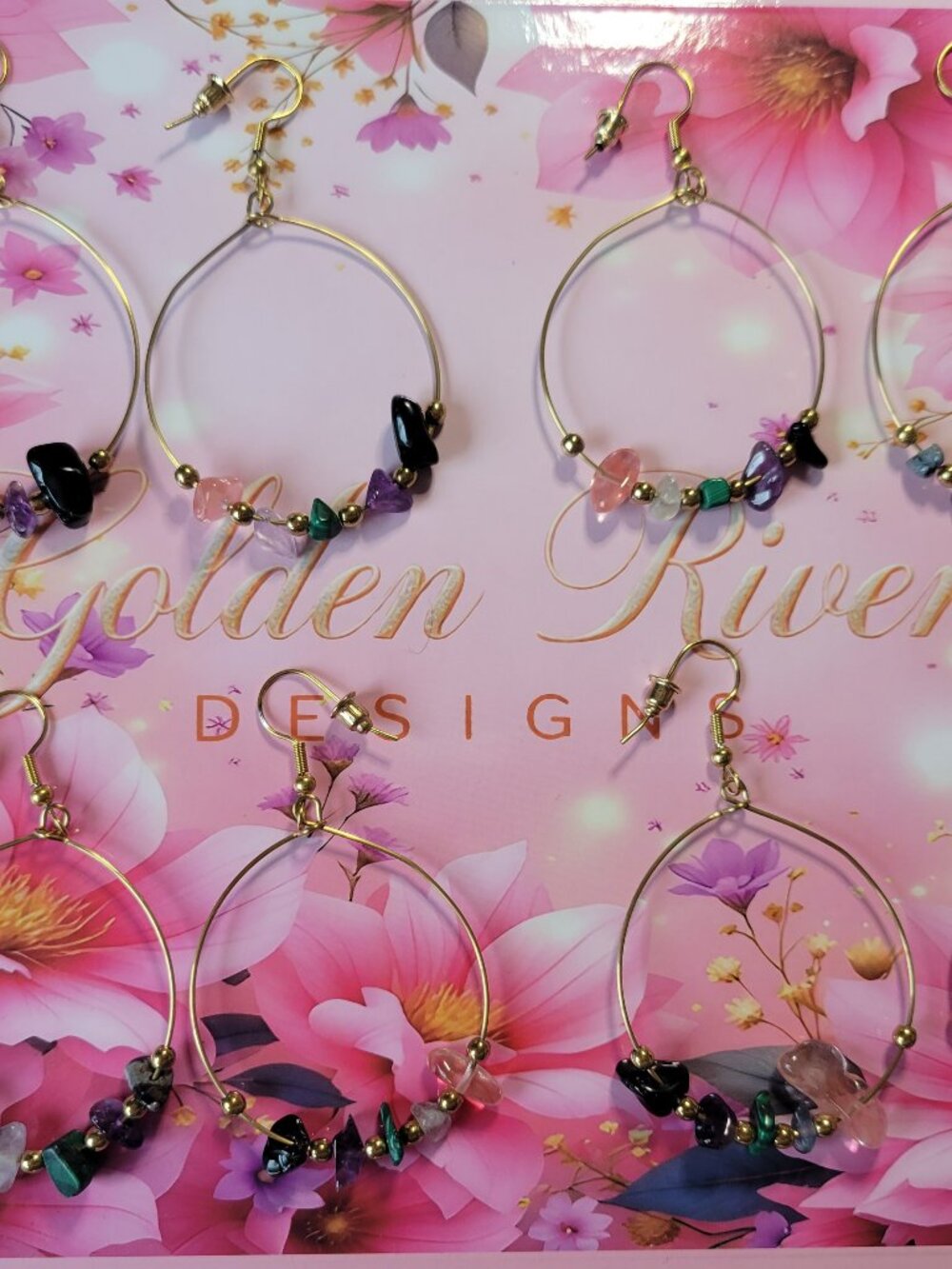 14K Gold Plated Quartz Drop Hoop Earrings (September Birthday)
